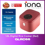 IONA GLRC66 1.0L Digital Rice Cooker Red WITH 1 YEAR WARRANTY