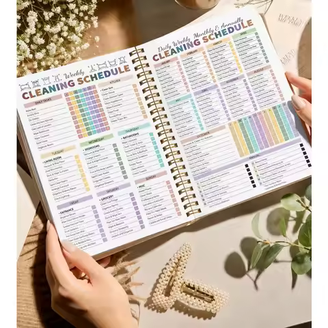 ADHD Cleaning Planner, House Cleaning Schedule Journal, Household Chores Organizer Book, Spiral Boun