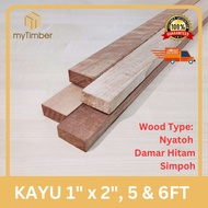 1" x 2" [5 & 6FT] Kayu Perabot / Kayu Timber DIY / Siap Ketam / Nyatoh / Damar Hitam / Simpoh - kayu