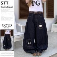 STT Dark Blue Jeans Loose Fit Retro Jeans New Curved Design High-Waisted Jeans Wide-Leg Casual Pants