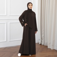 Meena Lace Abaya Umroh Mahogany - Dress Abaya by Tubita