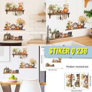 Wallsticker Wall Stiker Sticker Dinding Motif Gambar Rak Pot Bunga Daun Minimalis Lucu Wallpaper Pa