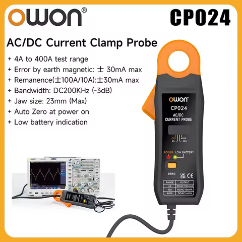 OWON CP024 Jawed Triple Gear Current Clamp, AC DC Current Probe For Digital Storage Oscilloscopes, E