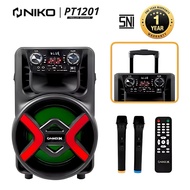 NIKO PT-1201 Trolley Speaker free 2mic wireless portable bluetooth speaker [12 inches] l OFFICIAL 2 