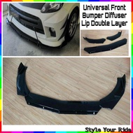 Universal Front Bumper Lip Body Kit Spoiler Double Layer