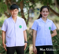 เสื้อกาวน์ขาว size 32-50 เสื้อกาวน์สั้น คอปก ผ้าวาเลนติโน่ ตรากระทรวงสาธารณสุข มุกยูนิฟอร์ม