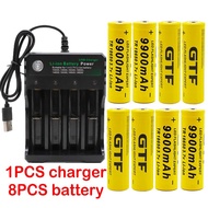 N 100% New 18650 baery 3.7V 9900mAh rechargeable lion baery for Led flash light baery 18650 baery Wholesale + B charger