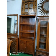 Rak buku berpintu blok kayu jati