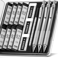 Universal Metal Mechanical Pencil Set - Four Candies (0.5mm, 0.7mm, 0.9mm) with Case, Includes 3 Pen