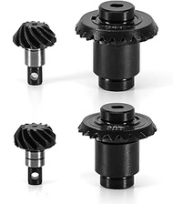 INJORA 12/24T Steel Alloy Stock Gear Set and 12/20T Overdrive Helical Gear Set for 1/24 FMS FCX24 FC