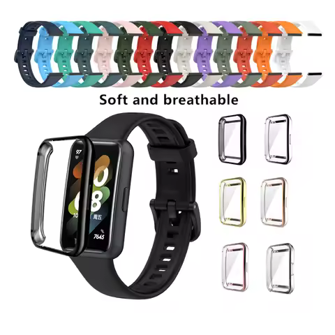 For Huawei Band 7 Strap Case / Screen Protector Plating Cover Case Silicone Band