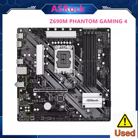 ASRock Z690M PHANTOM GAMING 4 LGA1700 mATX Mainboard Z690 DDR4 5333MHz PCIe4.0 For Intel Core Deskto