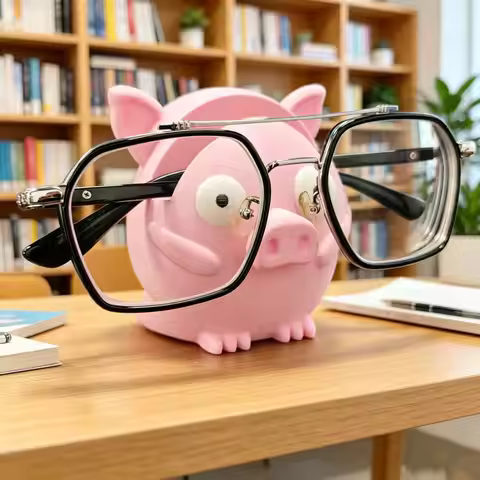 Creative 3D Piggy Glasses Holder Desk Bedside Table Office Essential Organizer Cute Pig Nose Glasses