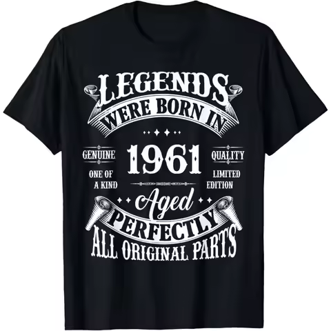 64th Birthday Tee Vintage Legends Born In 1961 64 Years Old T Shirts Men Cotton Humor Tee Short Slee