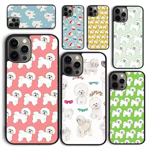 Cute Cartoon Bichon Frise Phone Case for iPhone 17 Air 16 15 14 12 13 PLUS 11 PRO MAX Back Cover Fun