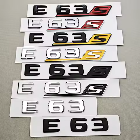 3D ABS Chrome Black Car Letters E63 E63S Logo Emblem Sticker Car Trunk Badge Decals For Mercedes Ben