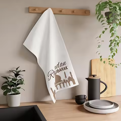 Ramadan Mubarak Cotton Tea Towel Kitchen Dish Towel Muslim Islam Gift for Eid and Ramadan Celebratio