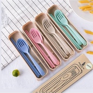 Pooh Shop Grosir - Alat Makan Anak Set Sendok Garpu Sumpit Jerami Gandum Wheat Bagus