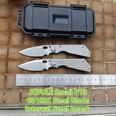JUFULE New 60 HRC 154CM Strider PT3 Titanium Handle Copper Washer Folding Knife Tactical Pocket Camp
