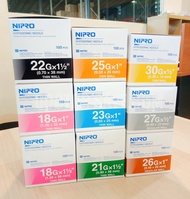 Nipro หัวเข็มนิโปร​พลาสติก 18g20g21g22g23g24g25g26g27g30g​ (ขนาดx1/2นิ้ว x1นิ้ว​ และx1.5นิ้ว)​ บรรจุ 100 ชิ้น(1กล่อง)