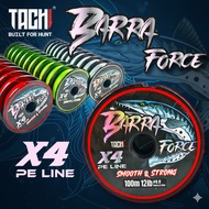 TACHI BARRA FORCE PE 4X Casting Braided Line 100M 6-60lbs Line Saltwater Freshwater Tali Ultra Stron