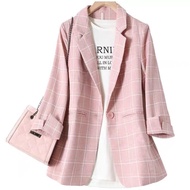 korean style blazer in pink and grey for women
