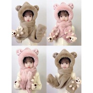 Children Hat Winter Boys Girls Cute Cute Cute Ear Protection Cap Scarf Gloves One-Piece Cap Baby Pul