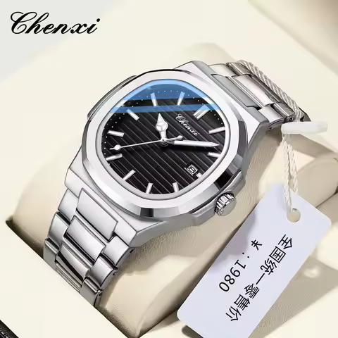 CHENXI 8222 Luxury Stainless Steel Wristwatch Quartz Waterproof Luminous Men Watches Reloj Hombre ча