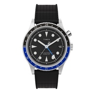 TIMEX TW2W22600 Waterbury Traditional GMT นาฬิกาข้อมือผู้ชาย สาย Rubber สีดำ หน้าปัด 39 มม.