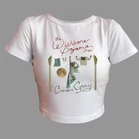Conan Gray Wishbone 2025 Album Fashion Women O-Neck Short SleeveCrop Tops T-Shirt Girls