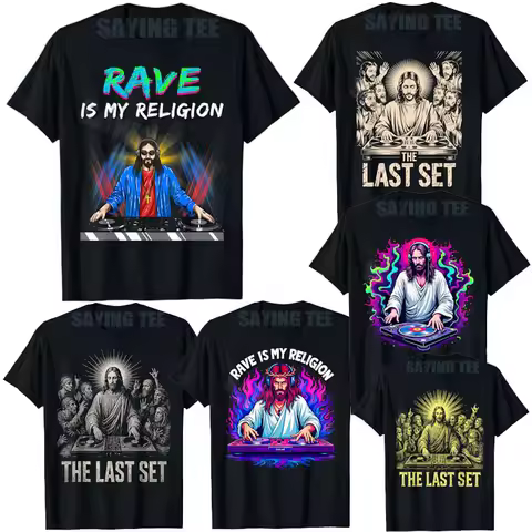 Jesus Raves Techno House Party Edm Festival Goa Electro Rave T-Shirt Techno House Electro Rave Is My