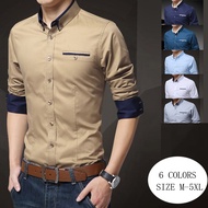 READY STOCK Men Pure Color Business Shirt Office Formal Smart Long Sleeve Men Clothing Kemeja Suit S