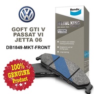 Original Bendix [DB1849MKT] Front Brake Pad - Volkswagen Golf GTI V/ Passat VI/ Jetta Front Brake Pa