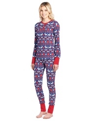 Ashford & Brooks Women's Fitted Thermal Waffle Knit PJ Set & Sleep Body Thermal Wear