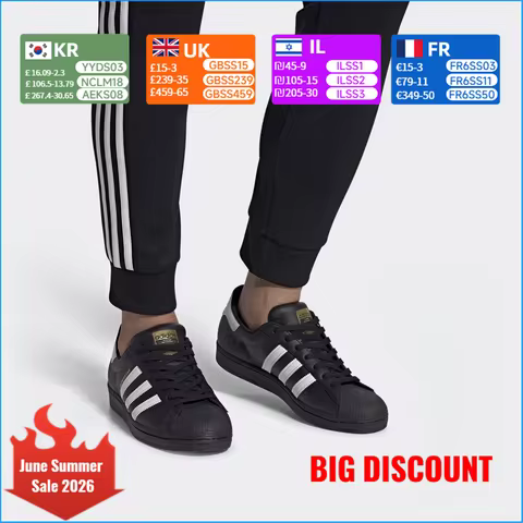 Adidas Unisex SUPERSTAR Shell-Toe Casual Shoes Stylish Gold Label Shell-Toe Classic Comfort EG4959