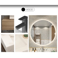 ‍🚢Simple Wood Color round Mirror Japanese Style Bathroom Cabinet Combination Toilet Hand Washing Washbasin Wash Inter-Pl