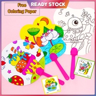 Kids DIY Fan Art And Craft For Kids Painting Hand Fan Art Craft Coloring Cartoon Hand Fan Craft Warn