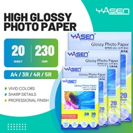 Yasen 230GSM Glossy Photo Paper Inkjet Photo Paper With Watermark 3R 4R 5R A4 Size 20 Sheets