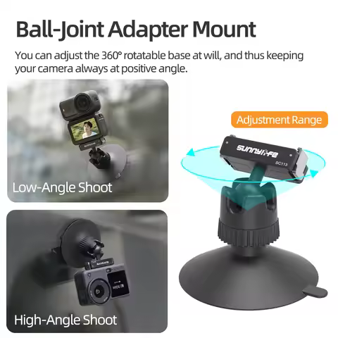 for DJI Osmo Nano/Action 6 Dual-Direction Magnetic Quick-Release Ball Head Suction Cup Mount Adapter