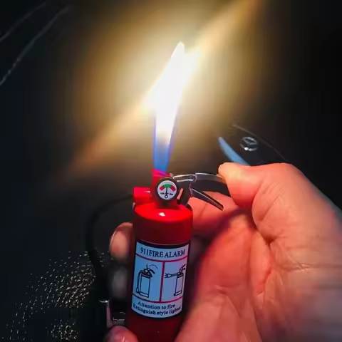 New Fire Extinguisher Torch Lighter Metal Flash Light Free Fire Butane Gas Pipe Lighter Unusual Infl
