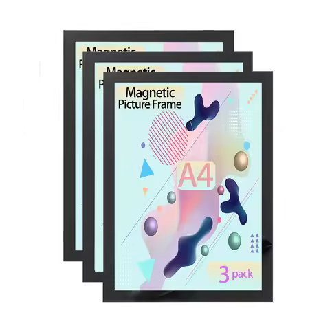 3 Pack A4 Magnetic Frame 8.3 x 11.7 Magnetic Sign Holder, Adhesive Frames for Document Holder, Poste