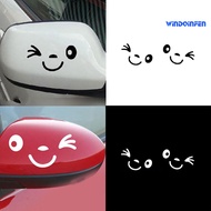 [WQF]2Pcs Lovely Smiling Face Car Rearview Mirror Sticker Reflective Decal Decor