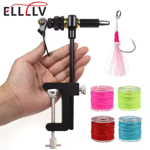 Elllv 360° Rotation Assist Hook Binding Vise/ Fly Tying C-Clamp Vise with Hardened Steel Jaws Fishin