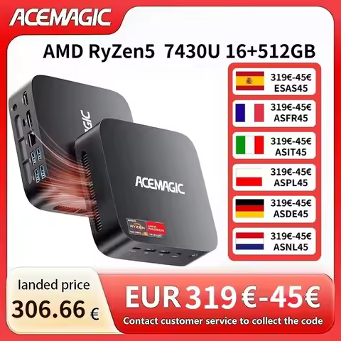 ACEMAGIC MINI PC AMD Ryzen 5 7430U/7 7730U 16GB LPDDR4X 512GB SSD Mini pc Windows 11 PRO MINI Comput