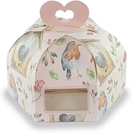 Floral Dry Cake Box with Handle. (Pack of 10). Pink (7x7x6) 6 inch Cake