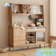 CH2 SSL Kitchen Cabinet Storage Cabinet Wooden Solid Wood Dining Household Cupboard Ash Simple Tea New Large Capacity JP