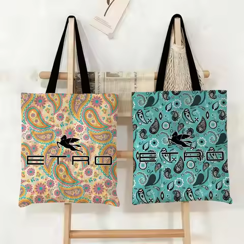E-Etro Pattren Storage Bags Storage Bags Canvas Tote Bag Large Capacity Shoulder Fashion Eco Shoppin