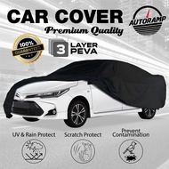 Car Cover Black Full 3 LAYERS Waterproof Outdoor Protection Dust Dirt Resistant PEVA Selimut Kereta