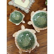 H-Y/ 3G69Wholesale Cute Color Glaze Ceramic Decoration Small Turtle Basin Key Candy Plate Ashtray Home Ornament Decorati