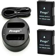 Progo® 2 Replacement Battery and USB Dual Battery Charger for Nikon EN-EL14, EN-EL14a, Nikon Coolpix